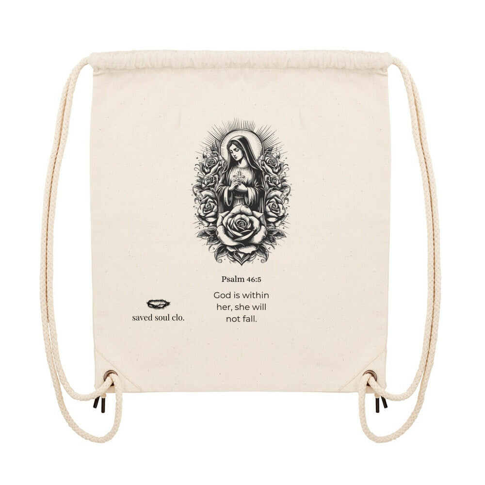 ave maria christian gym bag with psalm 46:5 god is within her she will not fall