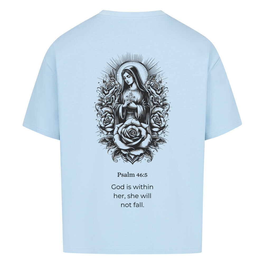 ave maria  oversized t shirt premium t shirt t shirt christliches jesus religiöses t shirt christian streetwear with Psalm 
46:5 god is within her she will not fall  bedrucktes t shirt print  natural raw  beige  nudetone with psalm if god is with me who can be against me washed black grey bybablue babyblau
