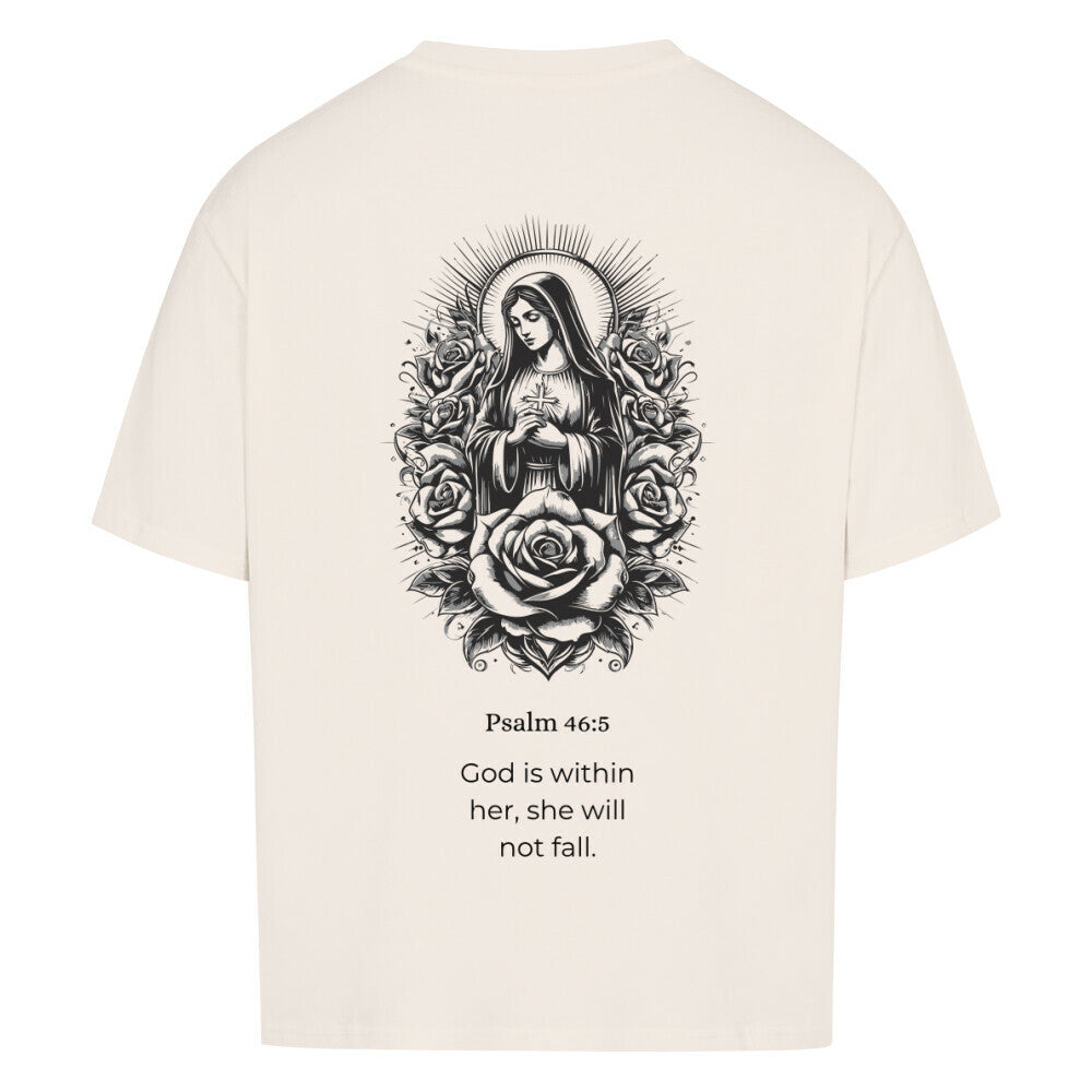 ave maria  oversized t shirt premium t shirt t shirt christliches jesus religiöses t shirt christian streetwear with Psalm 
46:5 god is within her she will not fall  bedrucktes t shirt print  natural raw  beige  nudetone with psalm if god is with me who can be against me washed black grey