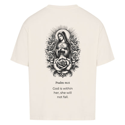 ave maria  oversized t shirt premium t shirt t shirt christliches jesus religiöses t shirt christian streetwear with Psalm 
46:5 god is within her she will not fall  bedrucktes t shirt print  natural raw  beige  nudetone with psalm if god is with me who can be against me washed black grey