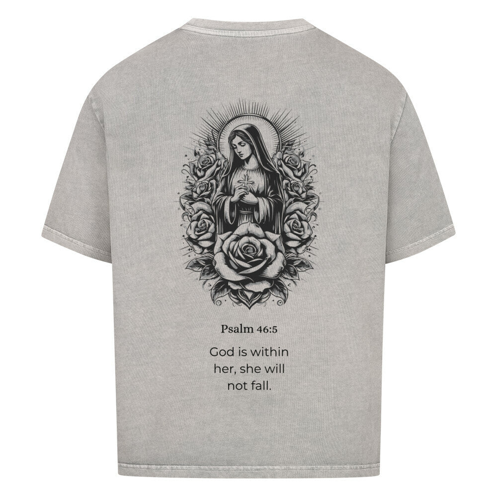 ave maria  oversized t shirt premium t shirt t shirt christliches jesus religiöses t shirt christian streetwear with Psalm 
46:5 god is within her she will not fall  bedrucktes t shirt print  natural raw  beige  nudetone with psalm if god is with me who can be against me washed black grey