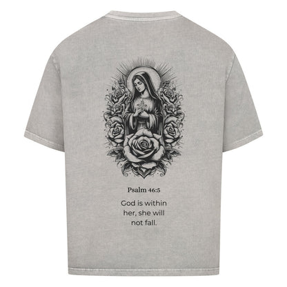 ave maria  oversized t shirt premium t shirt t shirt christliches jesus religiöses t shirt christian streetwear with Psalm 
46:5 god is within her she will not fall  bedrucktes t shirt print  natural raw  beige  nudetone with psalm if god is with me who can be against me washed black grey
