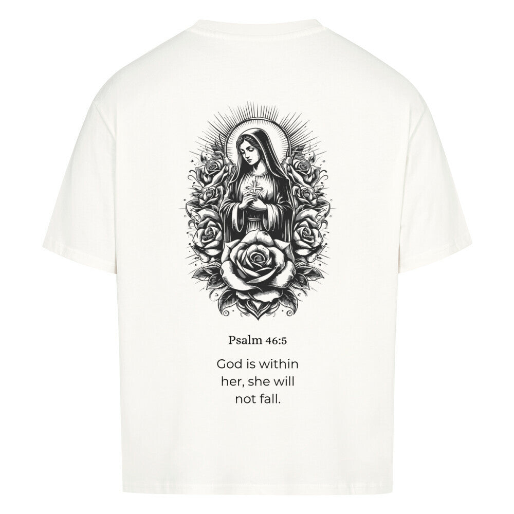 ave maria  oversized t shirt premium t shirt t shirt christliches jesus religiöses t shirt christian streetwear with Psalm 
46:5 god is within her she will not fall  bedrucktes t shirt print  natural raw  beige  nudetone with psalm if god is with me who can be against me washed black grey