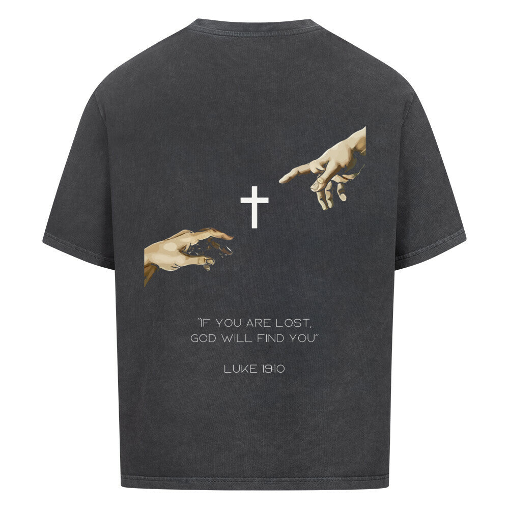 hope  oversized t shirt premium t shirt t shirt christliches jesus religiöses t shirt christian streetwear with Psalm bedrucktes t shirt print  natural raw  beige  nudetone with psalm luke 19:10 if you are lost god will find you washed black grey