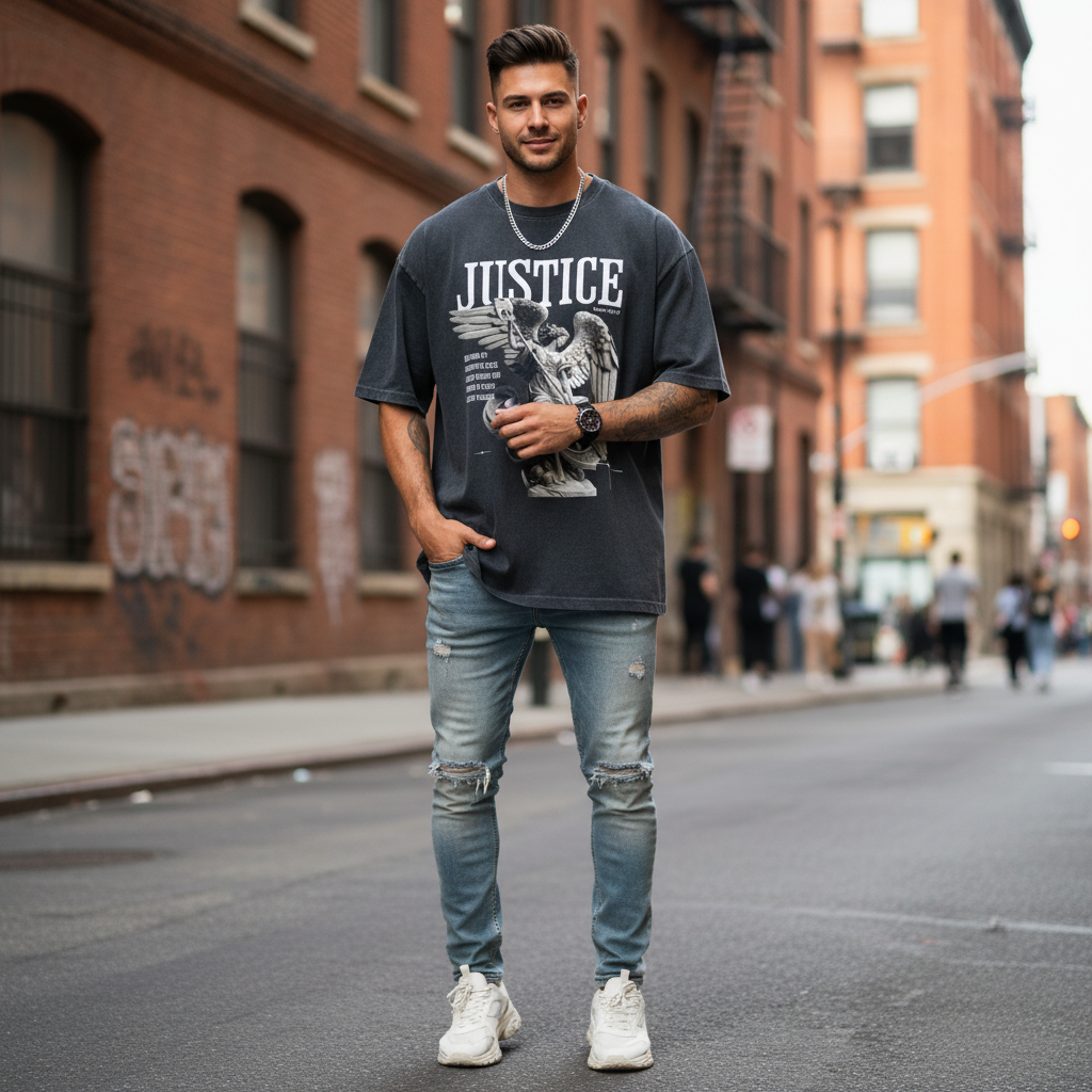 man model weraung this design shirt