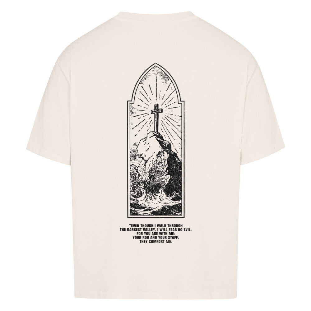 mountain oversized t shirt premium t shirt t shirt christliches jesus religiöses t shirt christian streetwear with Psalm 
 even though i walk through the darkest 
valley i will fear no evil for you who are with me you rod and your staff they comfort me bedrucktes t shirt print  natural raw  beige  nudetone with psalm if god is with me who can be against me washed black grey