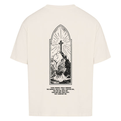 mountain oversized t shirt premium t shirt t shirt christliches jesus religiöses t shirt christian streetwear with Psalm 
 even though i walk through the darkest 
valley i will fear no evil for you who are with me you rod and your staff they comfort me bedrucktes t shirt print  natural raw  beige  nudetone with psalm if god is with me who can be against me washed black grey